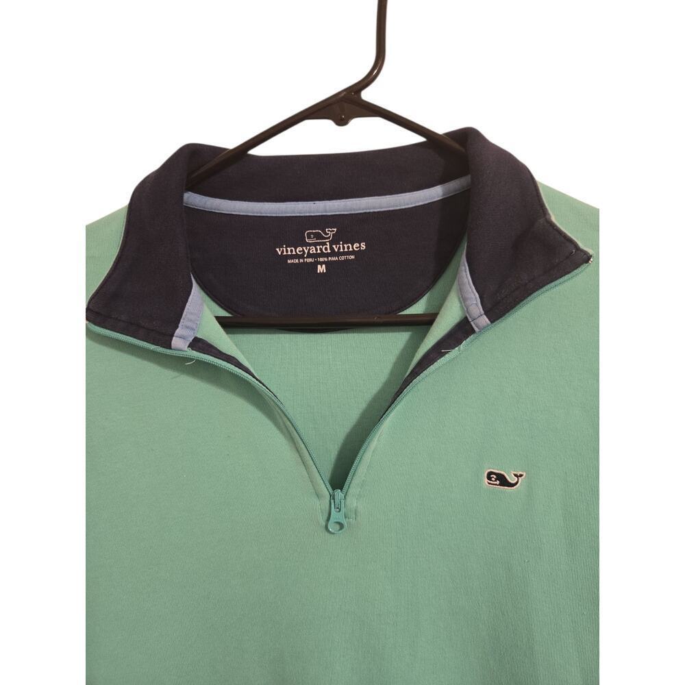 Vineyard Vines Seafoam Green Knit Sweater Blue Trim Men’s Size Large Cotton - Picture 4 of 6